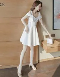 ZARA特惠精选波浪宽摆V领无袖短连衣裙