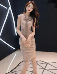 多色选宽摆无袖圆领短连衣裙